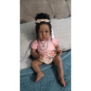 🆕22.8 Inch Reborn Doll with Soft Body African American Sophia Girl Newborn Doll